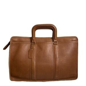 Coach vintage English tan leather briefcase laptop work  bag